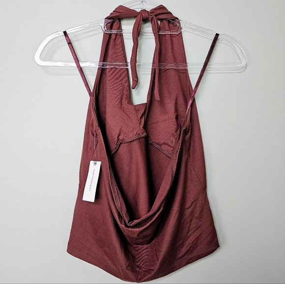 By Anthropologie Women's Tailored Tied Halter Top, LARGE, Cocoa Brown - Picture 5 of 8
